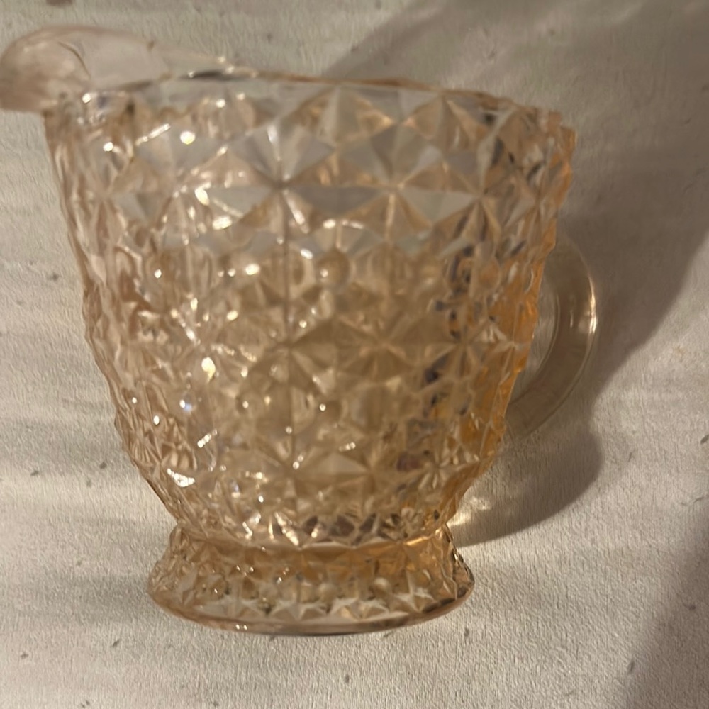 Vintage Diamond Pattern Glass Pitcher